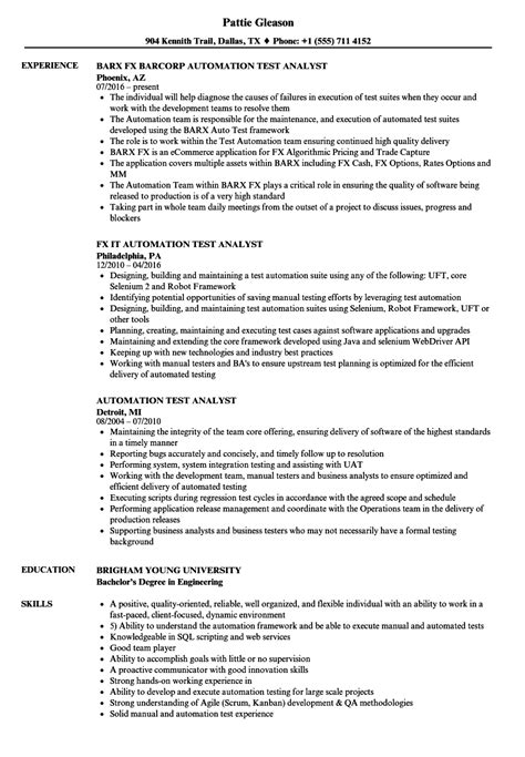 Automation Test Analyst Resume