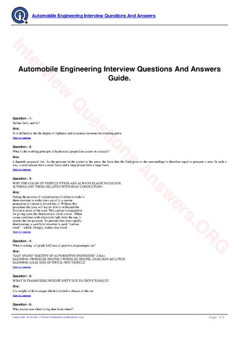 Automobile Interview Questions And Answers Pdf  Tips To Ace Your Next Interview