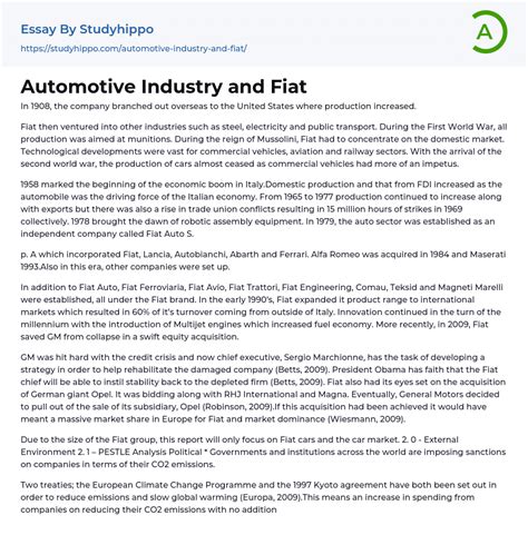 Automotive Essay Example