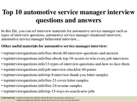 automotive service manager interview questions and answers