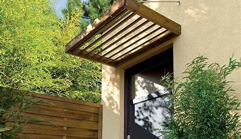 Auvent porte d'entrée moderne en bois non couvert