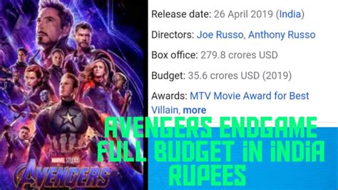 avengers endgame budget in rupees