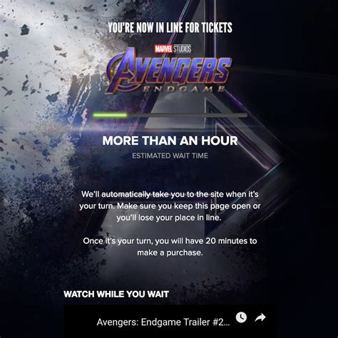 avengers endgame tickets on sale time