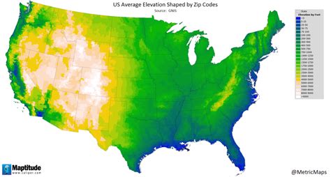 average elevation by zip code