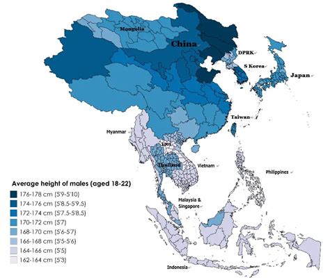 average height in asia
