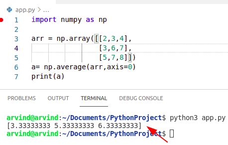 average in python numpy