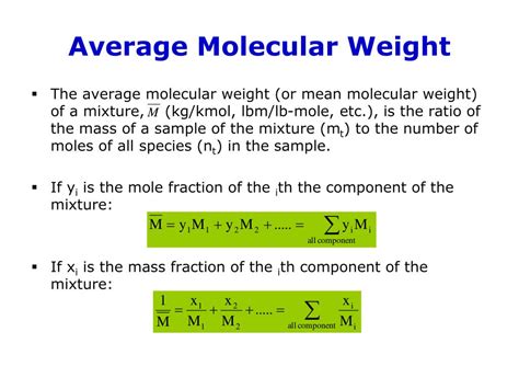 average molecular weight formula