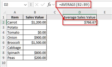 average only cells with values