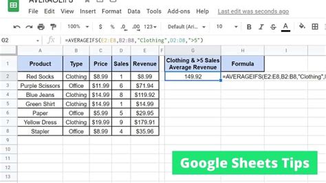How to Use the AVERAGEIF Function in Google Sheets