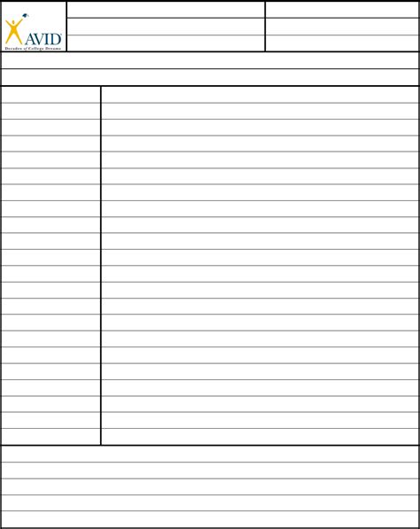 Avid Cornell Notes Lined Paper