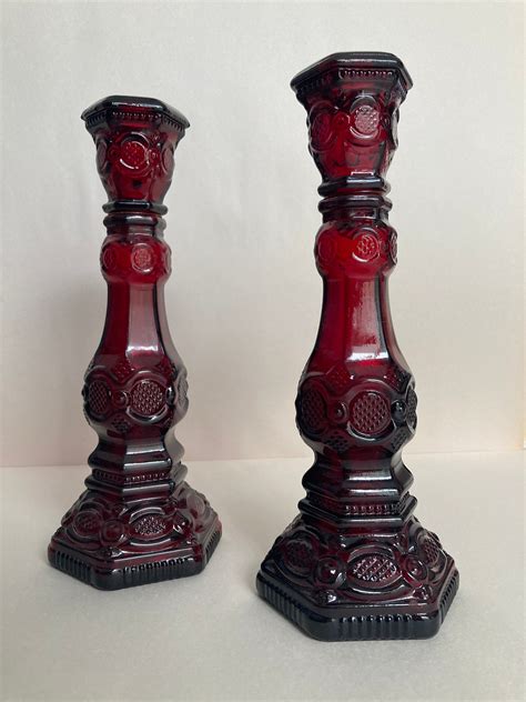 Avon Ruby Red Candle Holders