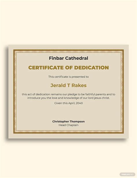 Baby Dedication Certificate Certificate Template Etsy