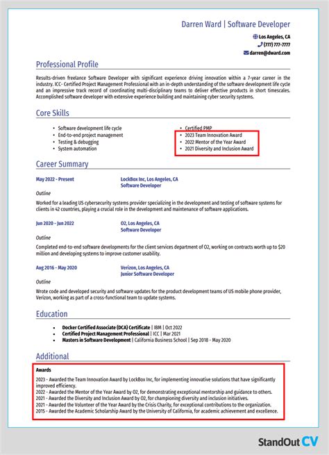 Awards On Resume Examples Best Resume Examples