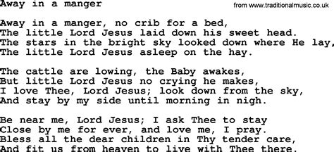 Bible Printables Children's Songs and Lyrics Away in a Manger