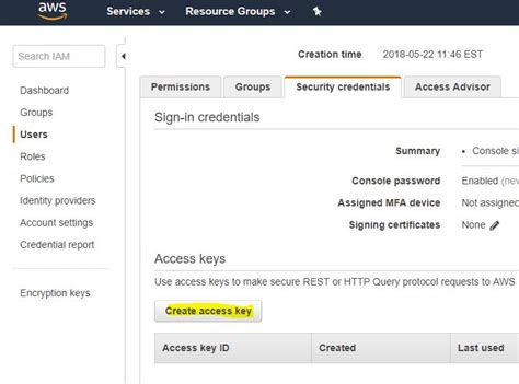 aws configure get access key