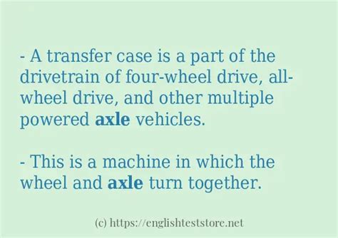 Axle Example In A Sentence