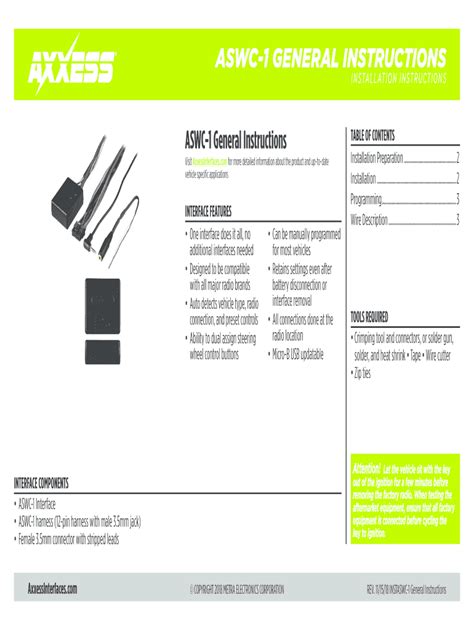 Axxess AXTCVW1 Wiring Interface for select 20022016 vehicles...
