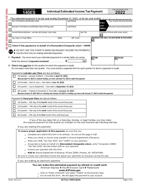 az 140 tax forms for 2022