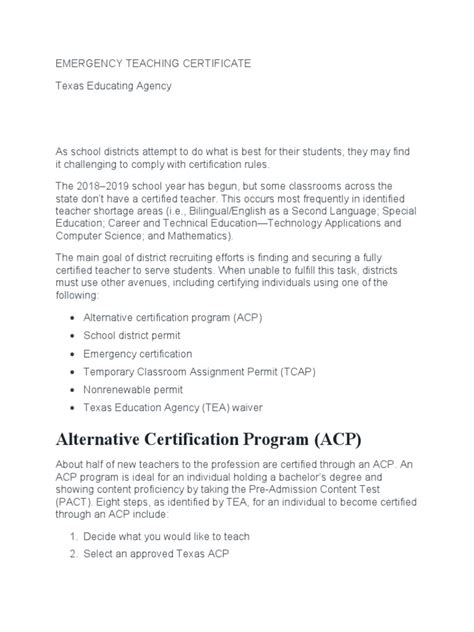 az emergency teaching certificate
