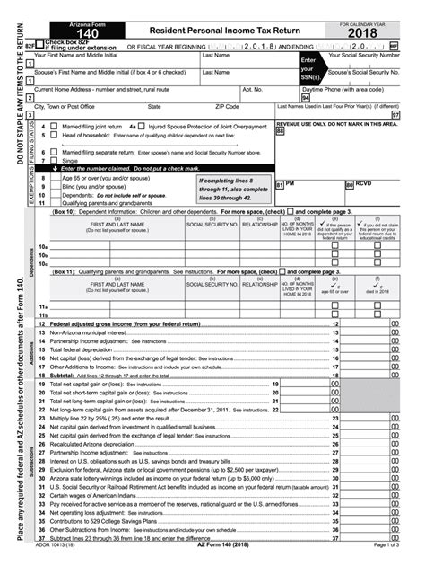 az state income tax form 140