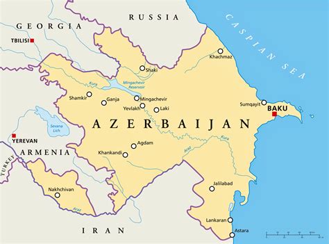 azerbaijan map with cities