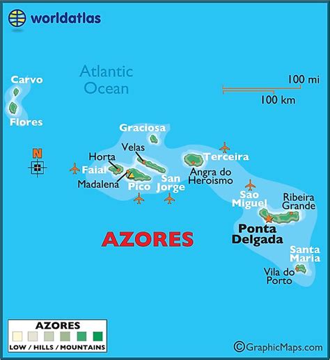 azores map of islands