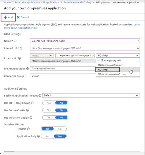 azure application proxy internal url