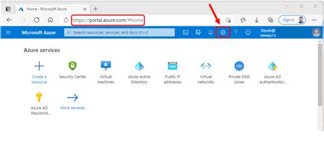 azure portal sign in with different account