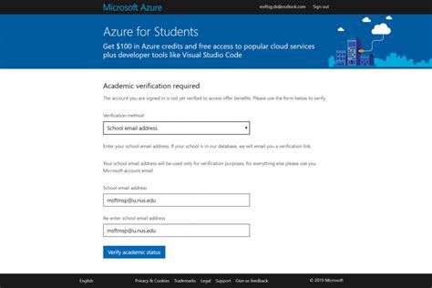 azure portal sign up for students