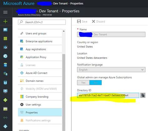 azure portal url with tenant id