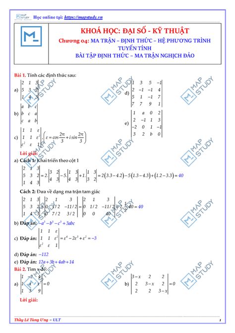 bài tập về ma trận định thức