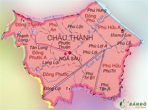 bản đồ hành chính huyện châu thành hậu giang