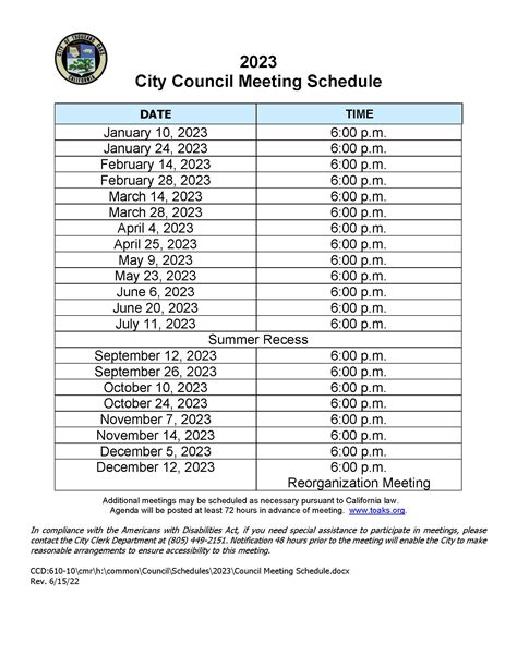 b 2023 schedule of meetings