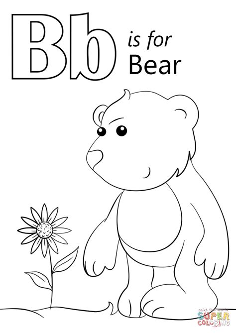 B Bear Coloring Page