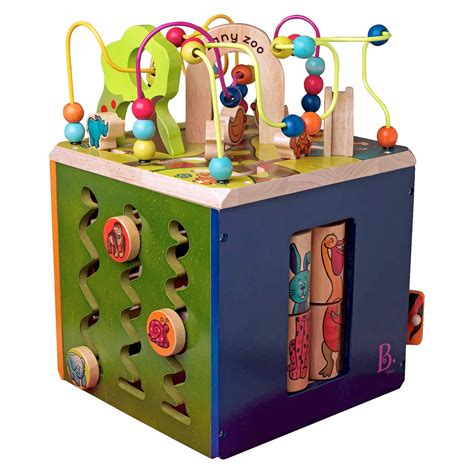 b toys wooden activity cube zany zoo