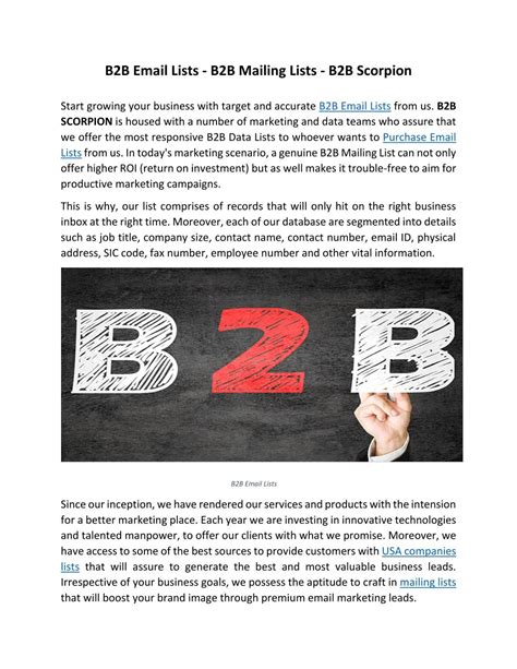 b2b mailing list database