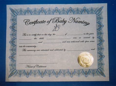 Author and Celebrant 25 Different Naming Certificates for the Baby