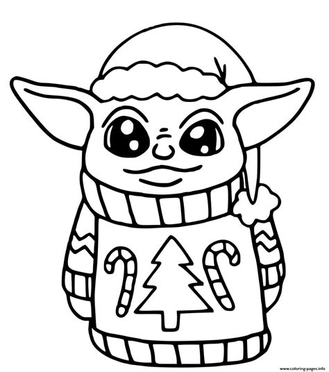 Baby Yoda Christmas Coloring Pages Free