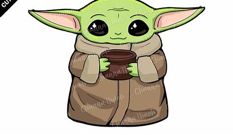 Baby Yoda Coffee Clip Art Transparent Png Baby Yoda Cute | Etsy UK