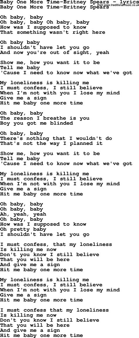 baby baby one more time lyrics