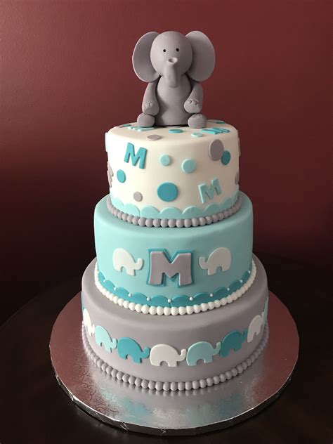 baby boy elephant shower cakes