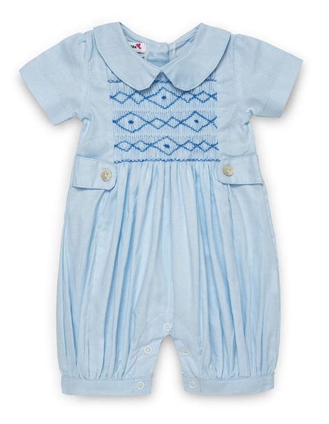 baby boy smocked romper suits