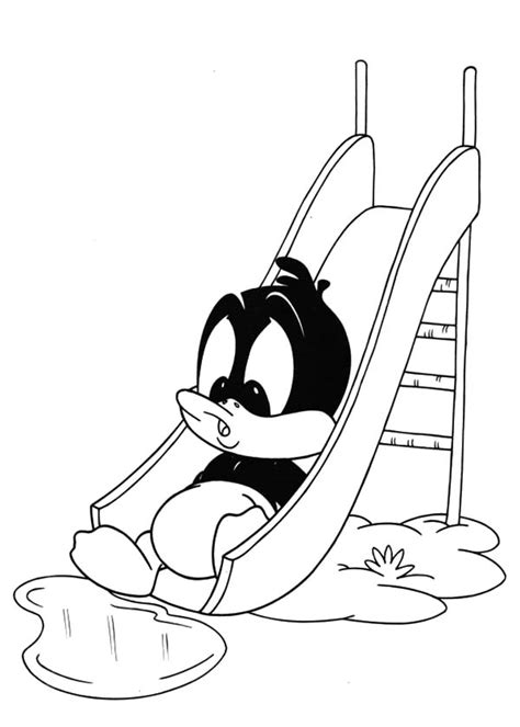baby daffy duck play slide coloring pages
