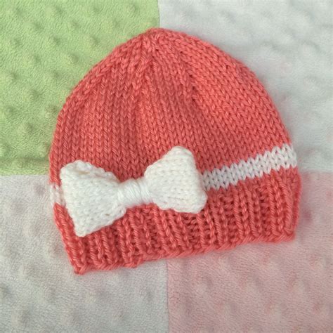 baby girl knit hat with bow
