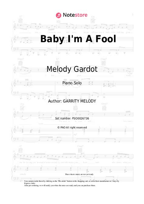 baby i'm a fool melody gardot sheet music pdf