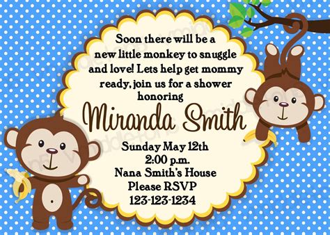 baby monkey baby shower invitations