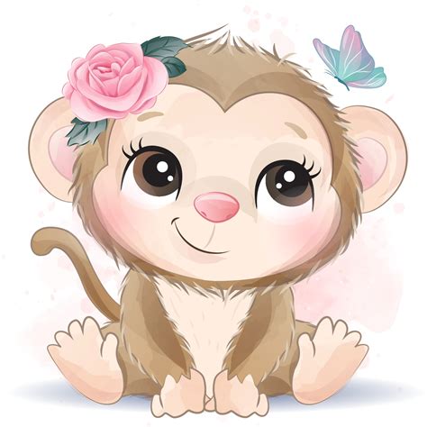 baby monkey cute cartoon