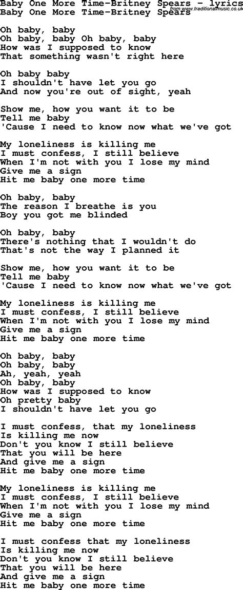 baby one more time lyric