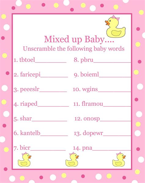 Baby Shower Game Printable: Fun Ideas For Your Celebration!