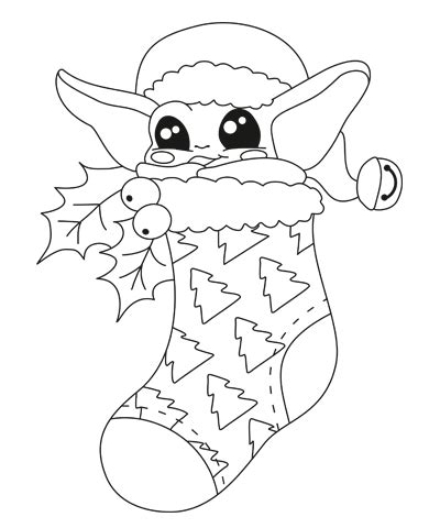 Baby Yoda Christmas Coloring Pages Printable